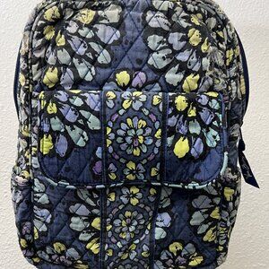 Vera Bradley Quilted Blue Green Yellow Indigo Pop Medium Laptop Backpack